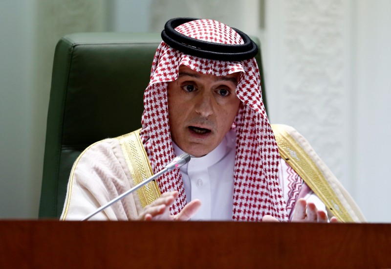 Saudi Arabia's Foreign Minister Adel bin Ahmed Al-Jubeir speaks during a news conference at the Ministry of Foreign Affairs in Riyadh