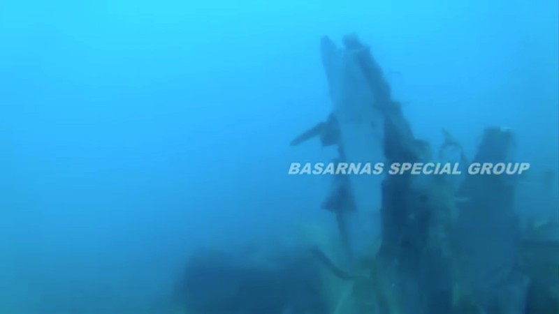 Debris is seen on the sea bed in the search area for Lion Air's flight JT610 airplane, in Indonesia