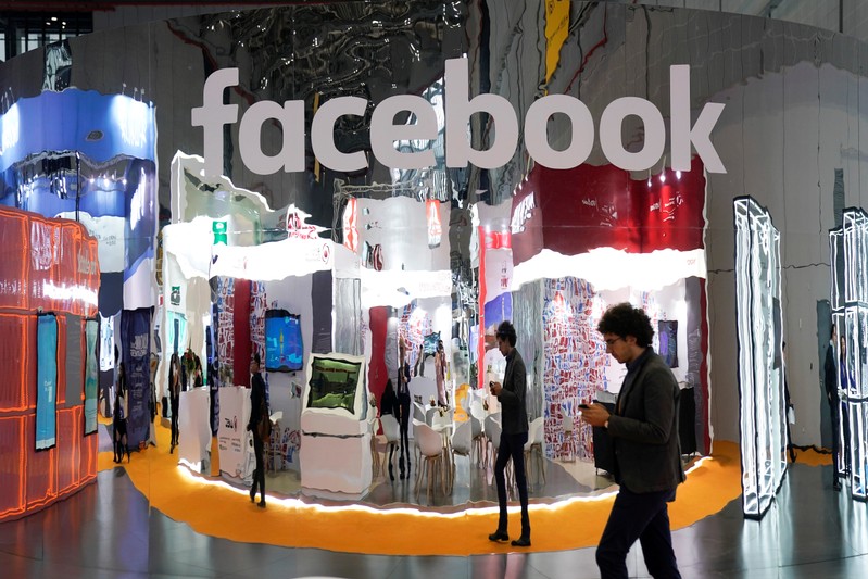 FILE PHOTO: A Facebook sign is seen during the China International Import Expo (CIIE), at the National Exhibition and Convention Center in Shanghai