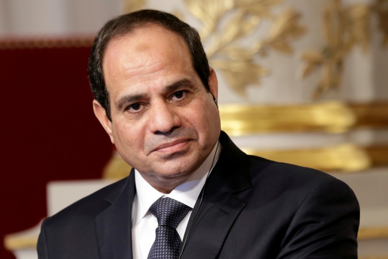 FILE PHOTO: Egyptian President Abdel Fattah al-Sisi delivers a statement at the Elysee Palace in Paris, France