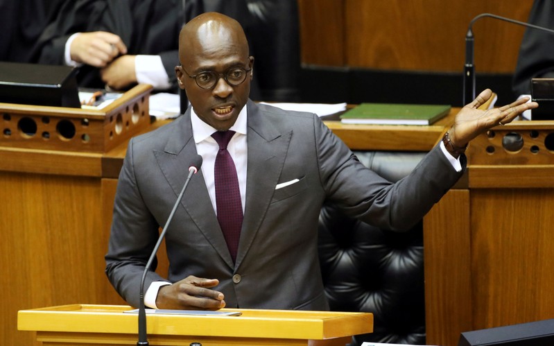 FILE PHOTO: Former finance Minister Malusi Gigaba delivers his budget address at Parliament in Cape Town
