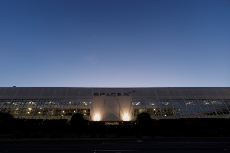 SpaceX headquarters is shown in Hawthorne, California.