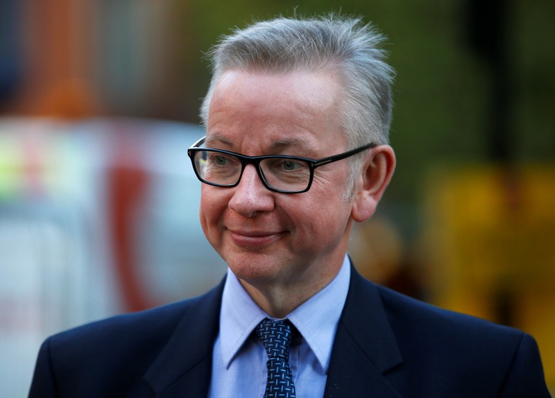 FILE PHOTO: Britain's Secretary of State for Environment, Food and Rural Affairs, Michael Gove leaves his office in London