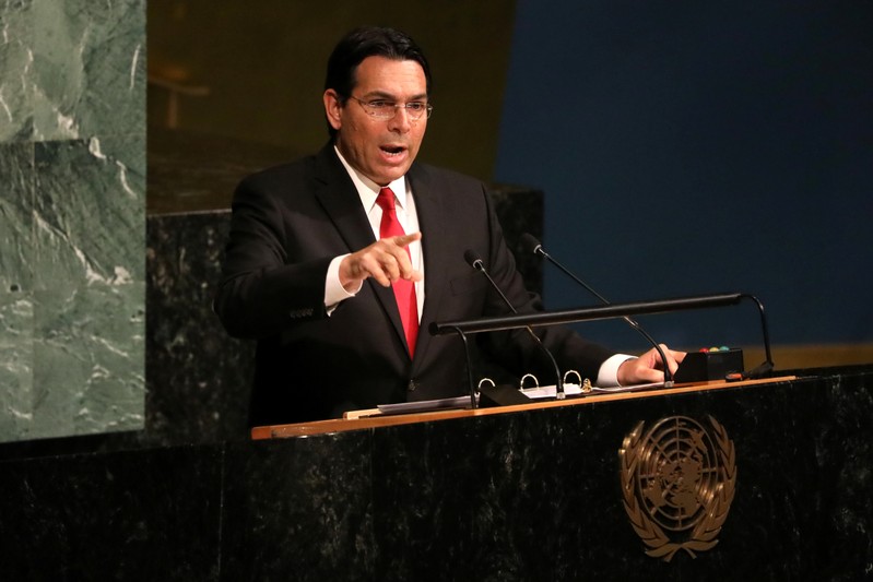 Israeli Ambassador to the United Nations Danny Danon addresses a United Nations General Assembly meeting in New York