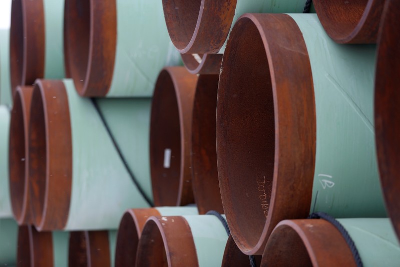FILE PHOTO: A depot used to store pipes for Transcanada Corp's planned Keystone XL oil pipeline is seen in Gascoyne
