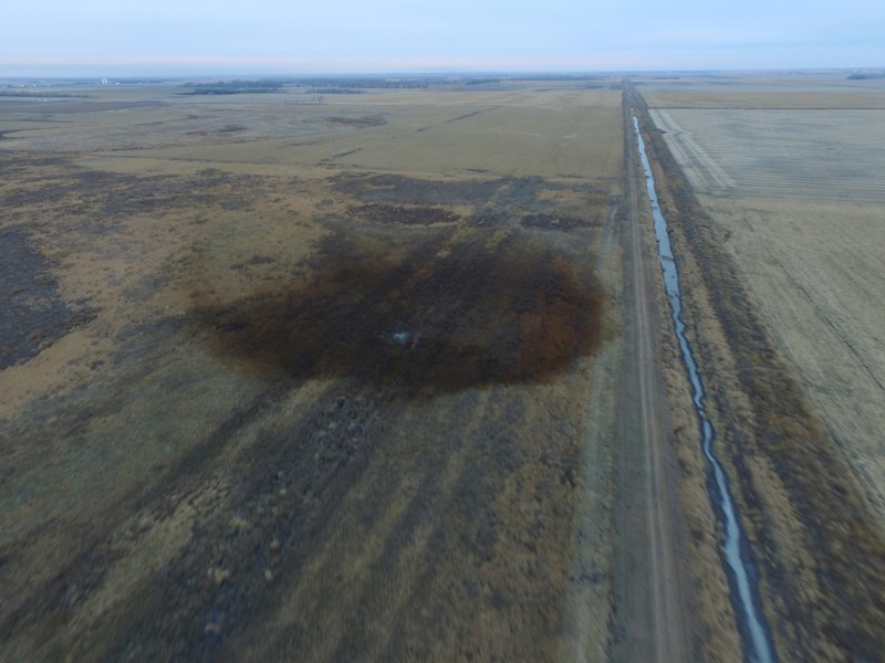 FILE PHOTO: An aerial view of an oilspill which shut down the Keystone pipeline between Canada and the United States in an agricultural area near Amherst South Dakota