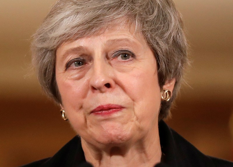 FILE PHOTO: Britain's Prime Minister Theresa May holds a news conference at Downing Street in London