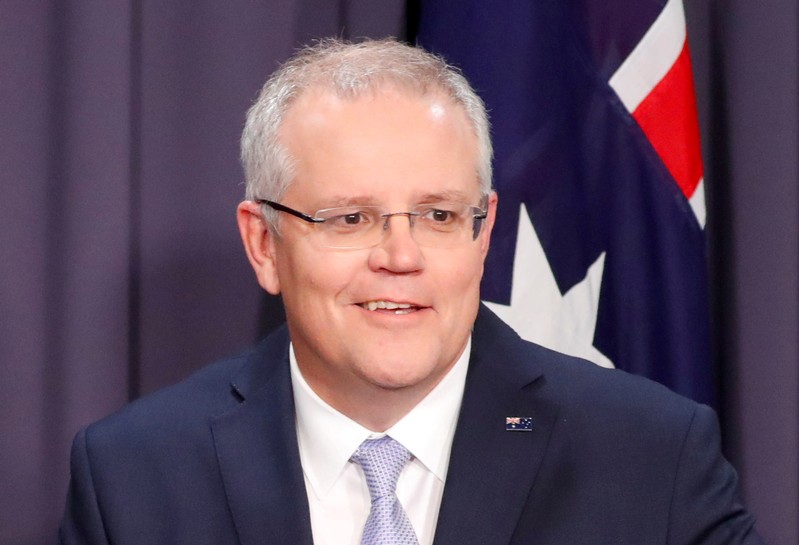 FILE PHOTO: The new Australian Prime Minister Scott Morrison attends a news conference in Canberra