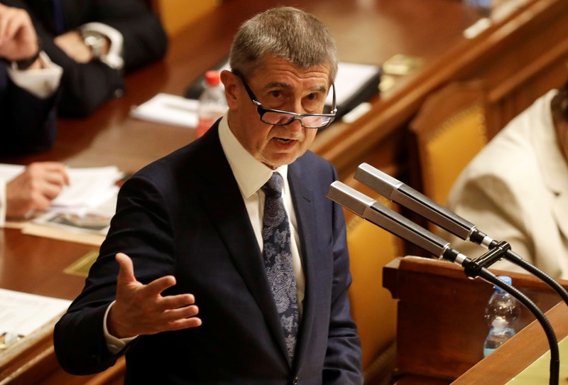 Czech Prime Minister Andrej Babis attends a parliamentary session during a no-confidence vote for the government he leads, in Prague