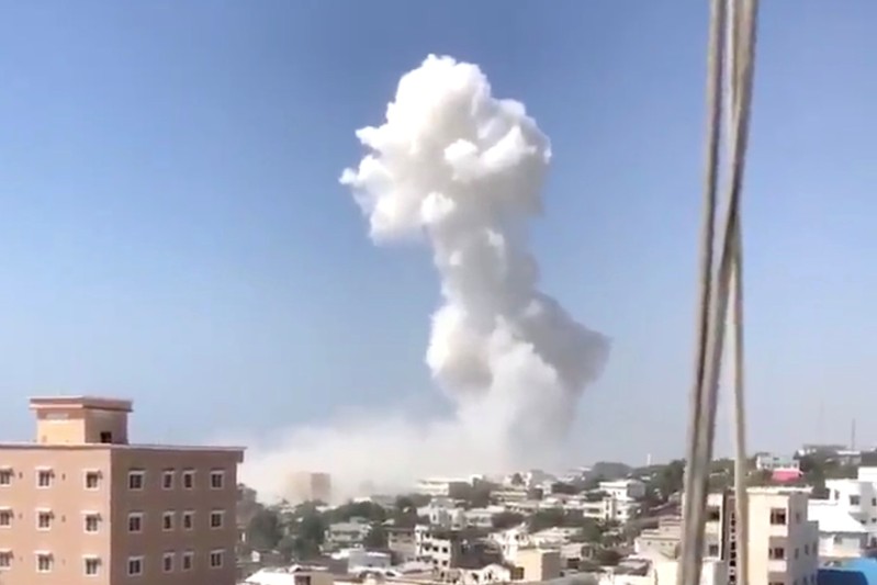 Smoke rises after an explosion in Mogadishu