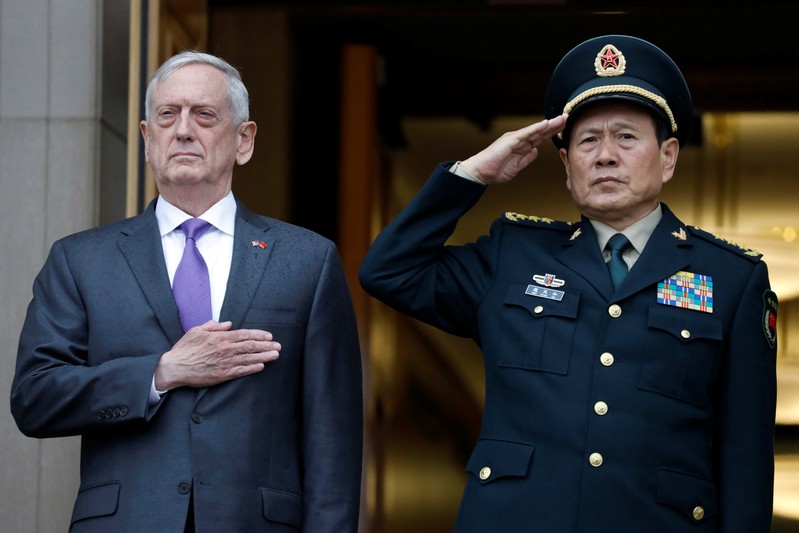 Defense Secretary James Mattis welcomes Chinese Minister of National Defense Gen. Wei Fenghe to the Pentagon