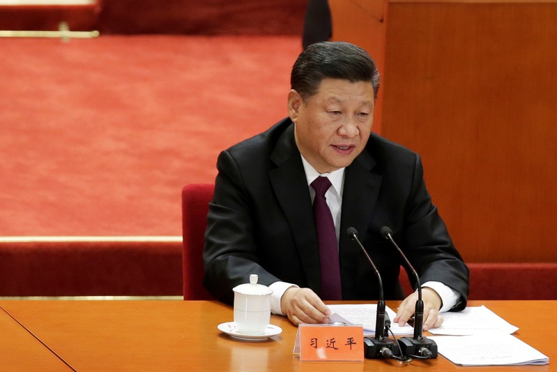 Chinese President Xi Jinping speaks at an event marking the 40th anniversary of China's reform and opening up at the Great Hall of the People in Beijing