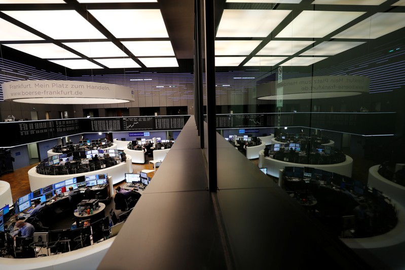 The German share price index, DAX board, is seen at the stock exchange in Frankfurt