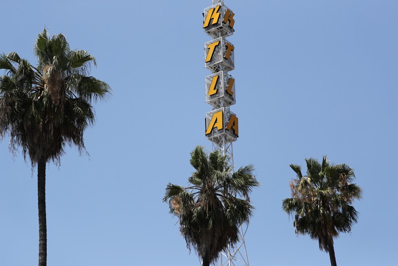 The tower of Tribune Broadcasting Los Angeles affiliate KTLA 5 is seen in Hollywood, Los Angeles