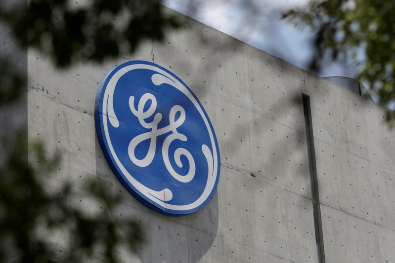 Logo of General Electric Co. is pictured at the Global Operations Center in San Pedro Garza Garcia