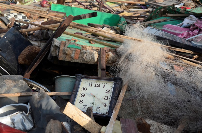 Debris are seen after tsunami damage at Sunda strait at Kunjir village in South Lampung