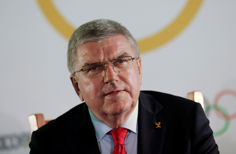 Thomas Bach, President of the IOC attends a news conference ahead of the 50th anniversary of the 1968 Mexico City Olympic Games, in Mexico City