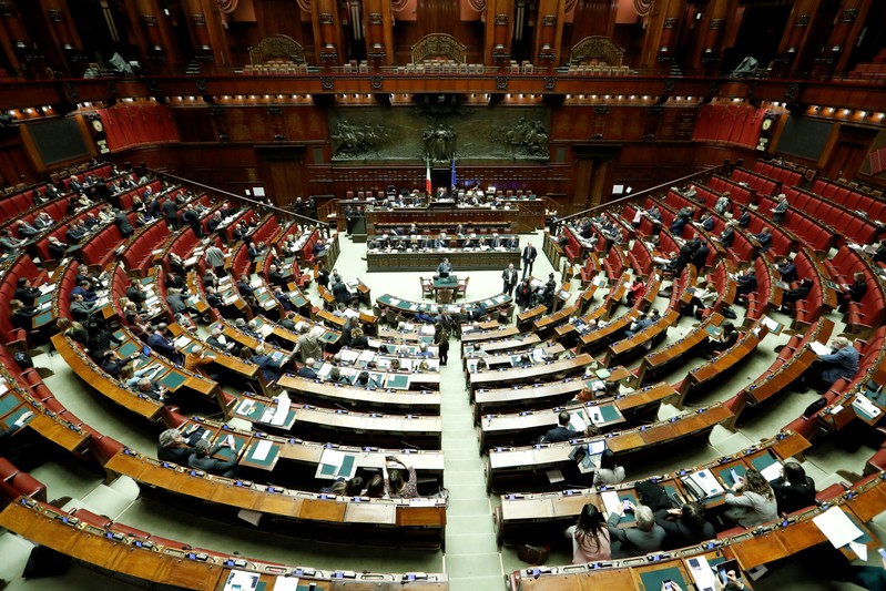 General view of the Lower House of the Italian parliament before a final vote on Italy's 2019 budget law in Rome