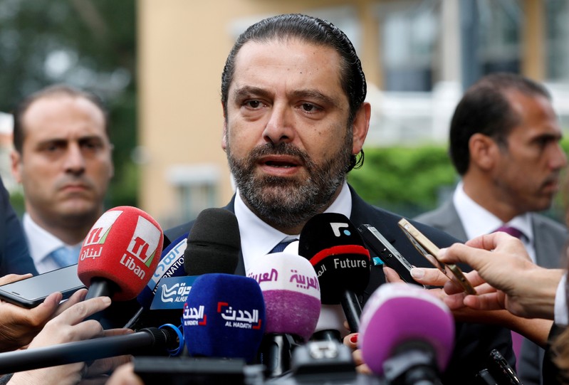 FILE PHOTO: Lebanese PM-designate Saad al-Hariri speaks to the media in front of the Special Tribunal for Lebanon in the Hague