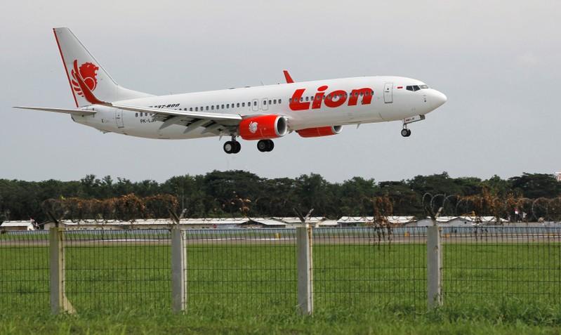 FILE PHOTO: A Lion Air Boeing 737 plane prepares to land at the Sukarno-Hatta airport in Tangerang