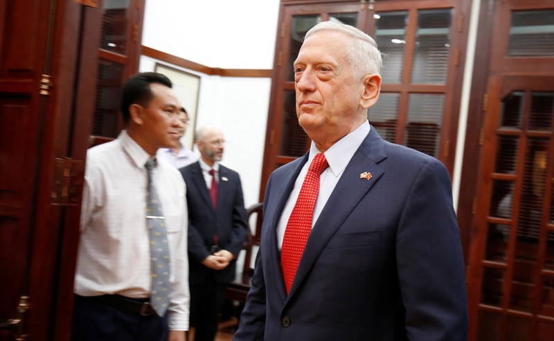 U.S. Secretary of Defense Mattis arrives for a meeting with Ho Chi Minh City's communist party chief Nguyen Thien Nhan in Ho Chi Minh City