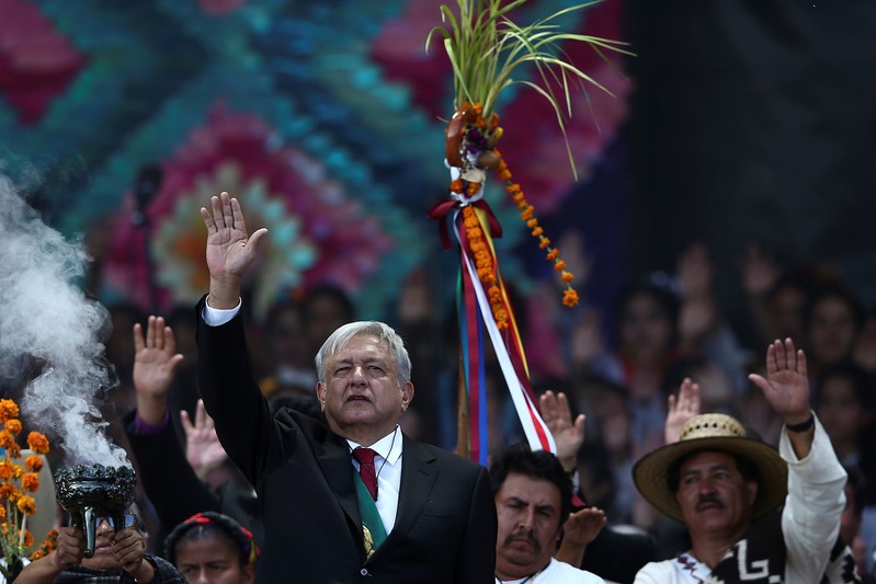 Mexico's President Andres Manuel Lopez Obrador at AMLO Fest at Zocalo square in Mexico City