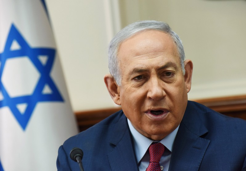 Israeli Prime Minister Benjamin Netanyahu chairs a meeting of the ministerial committee on violence against women, at the prime minister's office in Jerusalem