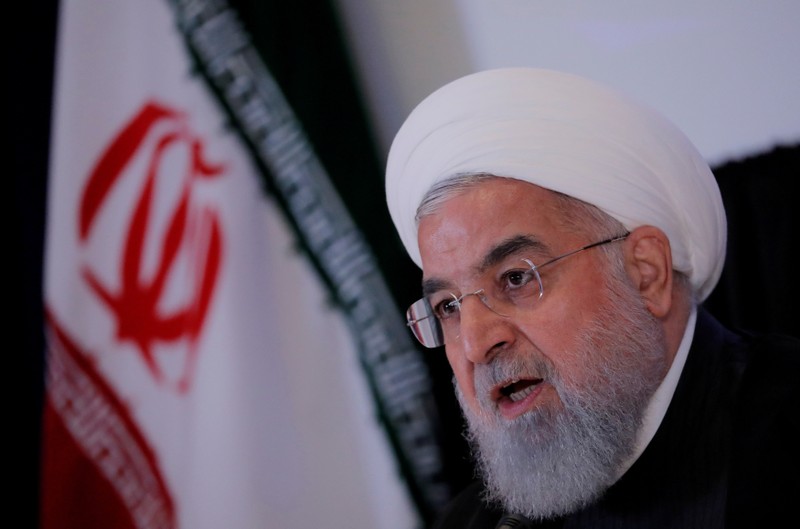 FILE PHOTO: Iran's President Hassan Rouhani speaks at a news conference on the sidelines of the General Assembly in New York