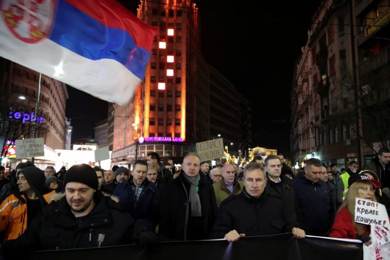 Thousands protest in Serbia over attack on opposition politician