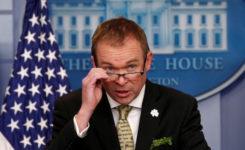 FILE PHOTO: White House Office of Management and Budget Director Mick Mulvaney speaks about the budget at the White House in Washington