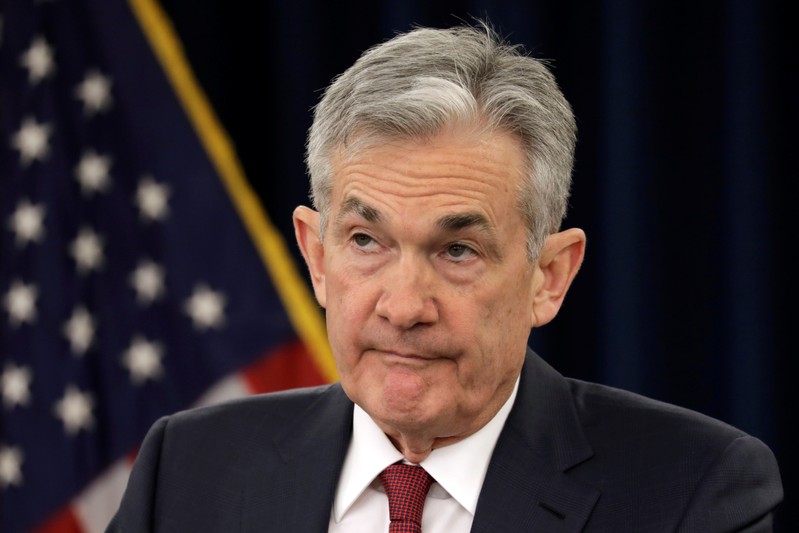 Federal Reserve Board Chairman Jerome Powell holds a news conference after a Federal Open Market Committee meeting in Washington