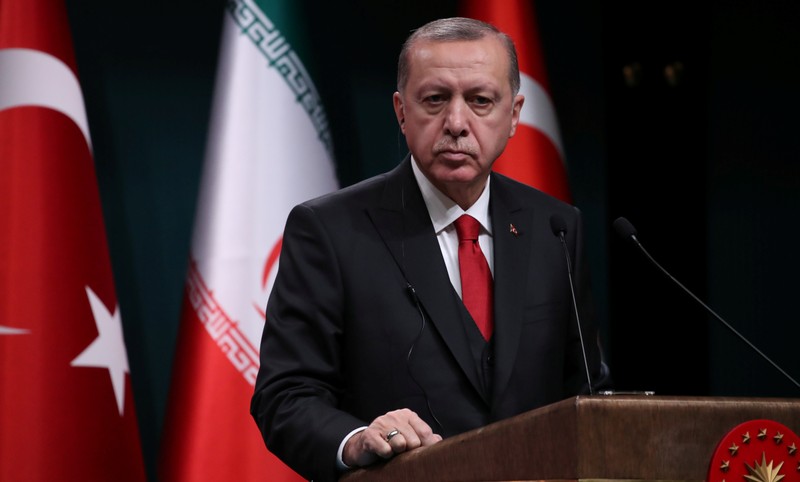 Turkish President Erdogan speaks during a joint news conference in Ankara