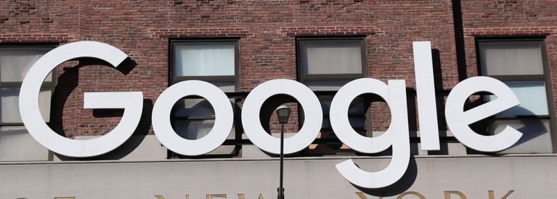 Google signage is seen at the Google headquarters in the Manhattan borough of New York City, New York