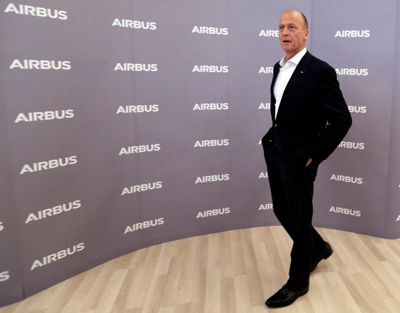 Airbus CEO Tom Enders arrives to attend Airbus annual press conference on the 2017 financial results in Blagnac near Toulouse