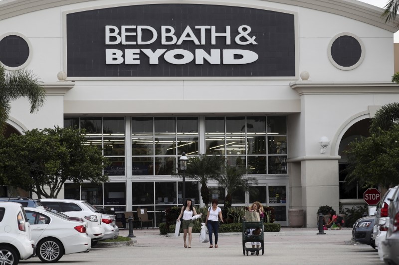 FILE PHOTO: File photo of shoppers leaving a Bed Bath and Beyond store in Boca Raton