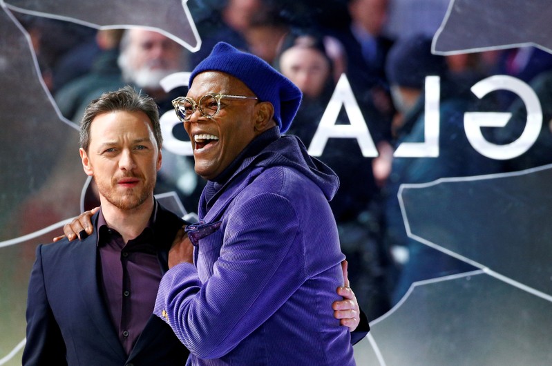 FILE PHOTO: Actors Samuel L. Jackson and James McAvoy attend the European premiere of 