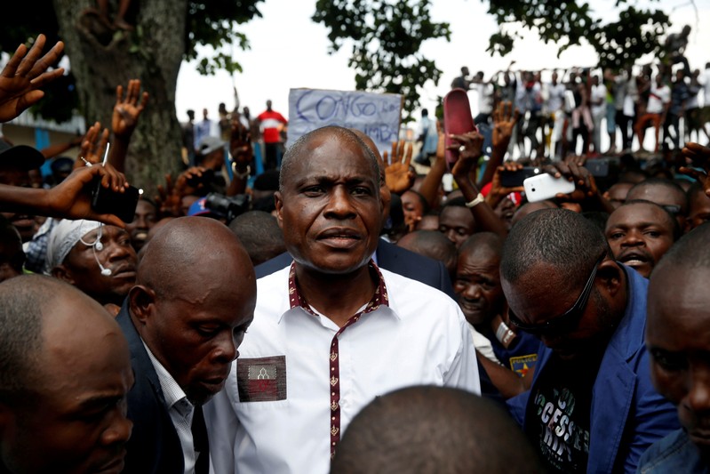FILE PHOTO: Martin Fayulu, runner-up in Democratic Republic of Congo's presidential election, arrives at a political rally in Kinshasa