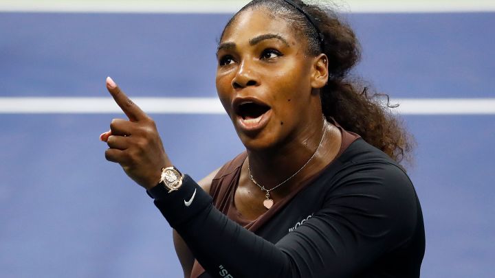 Serena Williams of the United States argues with umpire Carlos Ramos during her Women's Singles finals match against Naomi Osaka of Japan on Day Thirteen of the 2018 US Open at the USTA Billie Jean King National Tennis Center on September 8, 2018 in New York City. 