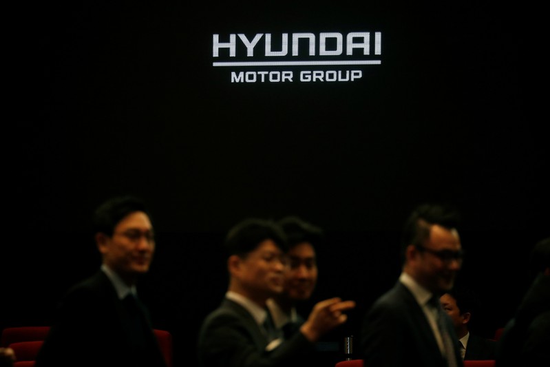 Employees of Hyundai Motor Group attend the company's new year ceremony in Seoul