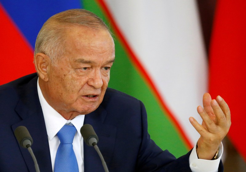 FILE PHOTO: Uzbek President Karimov speaks at a news conference in 2016