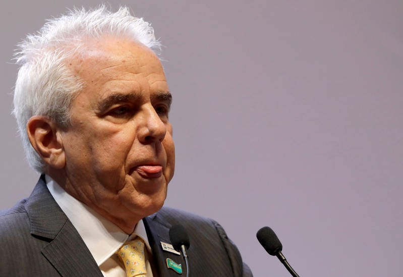 Castello Branco, the new CEO of Brazil's state-run oil company Petrobras, is seen at a ceremony marking his taking over the firm, in Rio de Janeiro