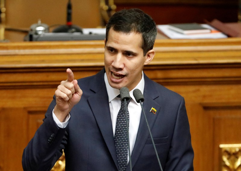 Juan Guaido, lawmaker of the Venezuelan opposition party Popular Will (Partido Voluntad Popular) and the new President of the National Constituent Assembly, addresses the audience at congress in Caracas