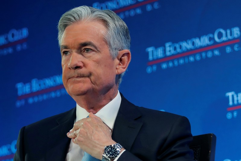 U.S. Federal Reserve Board Chairman Powell attends a discussion in Washington