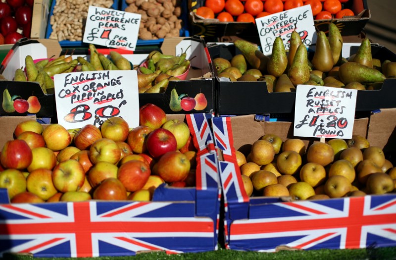 FILE PHOTO - Fruit is displayed for sale at a market stall in Great Yarmouth