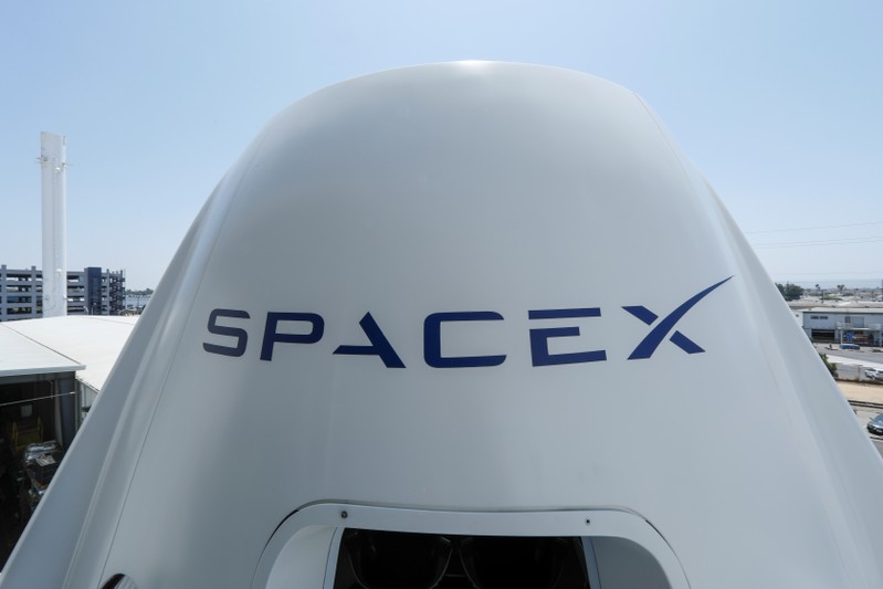 FILE PHOTO: The top of a replica Crew Dragon spacecraft is show at SpaceX headquarters in Hawthorne, California