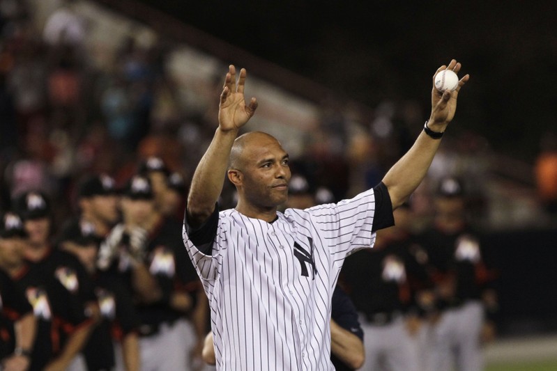 FILE PHOTO: Former New York Yankees Mariano Rivera acknowledges fans before an exhibition game 