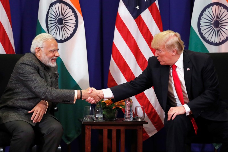 U.S. President Donald Trump shakes hands with India's Prime Minister Narendra Modi during a bilateral meeting alongside the ASEAN Summit in Manila