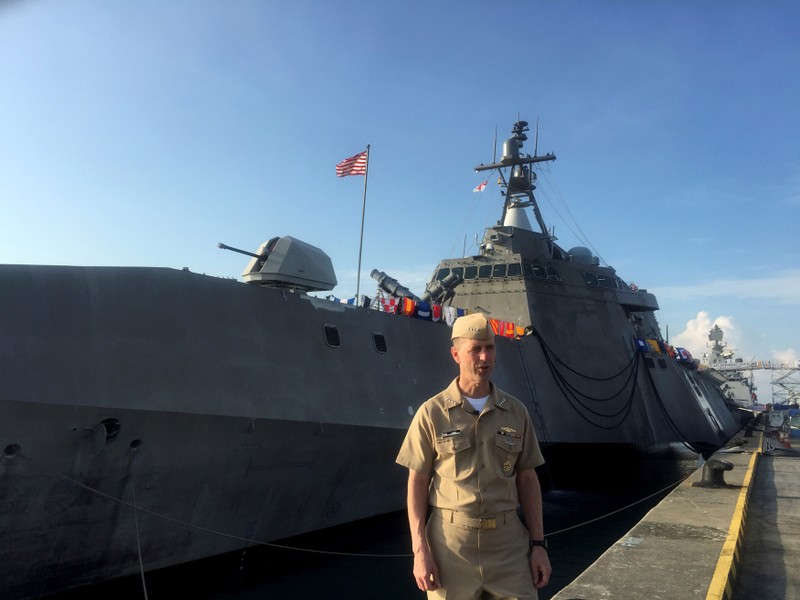 FILE PHOTO: Chief of U.S. Naval Operations Admiral John Richardson poses in Singapore