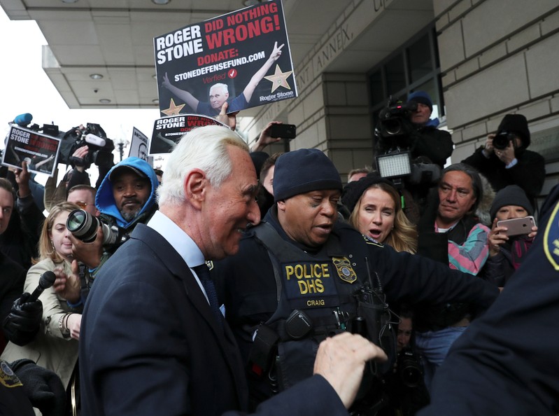 Roger Stone arrives for arraignment at U.S. District Court in Washington