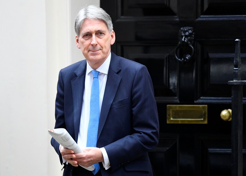 FILE PHOTO - Britain's Chancellor of the Exchequer Philip Hammond leaves Downing Street in London